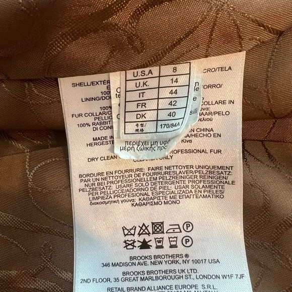 Brooks Brothers x Loro Piana Rabbit Fur Collar Belted Coat - Picture 5 of 6